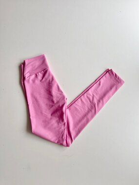 SKATIE Cece Pink Smooth Polyester High Rise Ankle Leggings, Size S - Made in USA